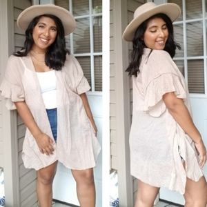 CREAM RUFFLED CASCADE CARDIGAN